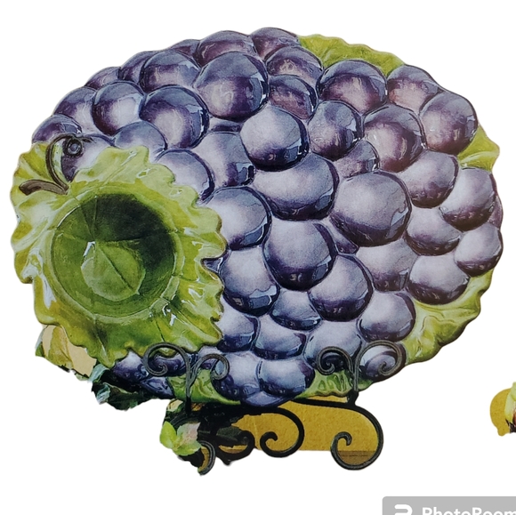 Celebrating Home NEW Stoneware Grape Platter Decorative Microwaveable oven safe - Picture 5 of 5